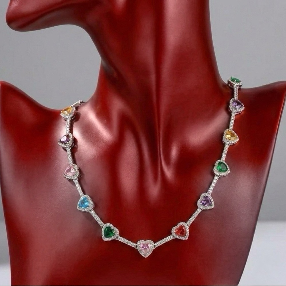 Elegant Multicolor Heart Necklace